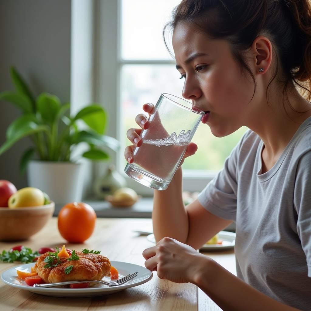 Sau khi ăn tôm bị ngộ độc nên uống nhiều nước