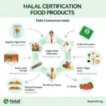 Tiêu Chuẩn Halal Food: Hình ảnh minh họa quy trình kiểm định và chứng nhận halal cho sản phẩm thực phẩm, đảm bảo tuân thủ các quy định của luật Hồi giáo.