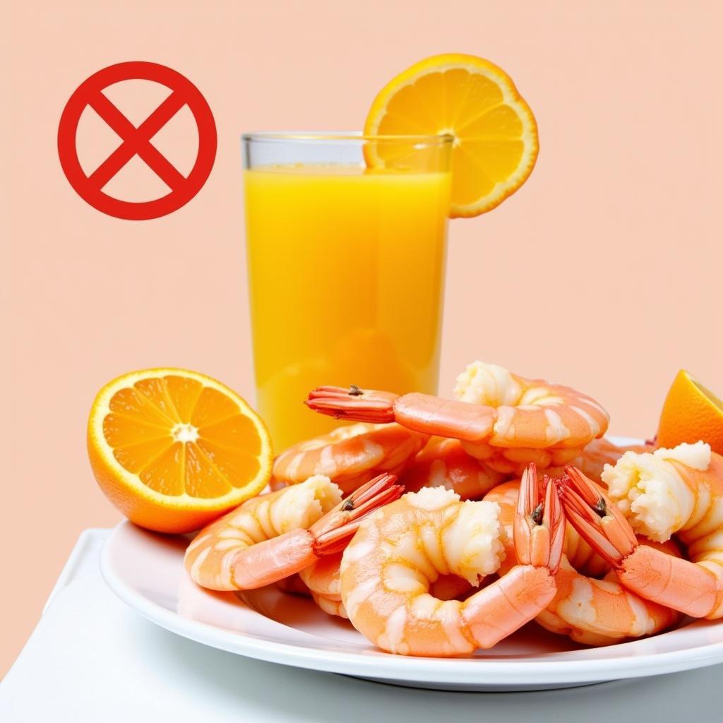 Tôm không nên ăn với Vitamin C